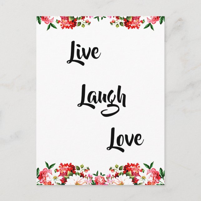 Floral "Live, Laugh, Love" Elegant   Postcard (Front)