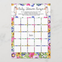 Floral Llama Baby Shower Bingo Game Card