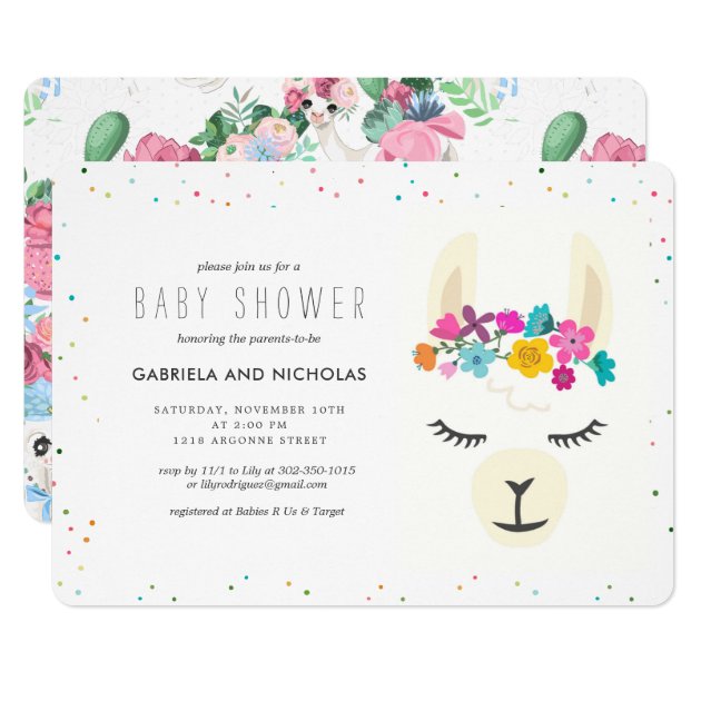 llama themed baby shower invitations