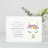 Floral Llama Baby Shower Invitation (Standing Front)