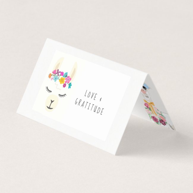 Floral Llama Baby Shower Thank You Business Card