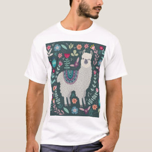 Floral Llama: Vintage Hand-Drawn Doodles T-Shirt