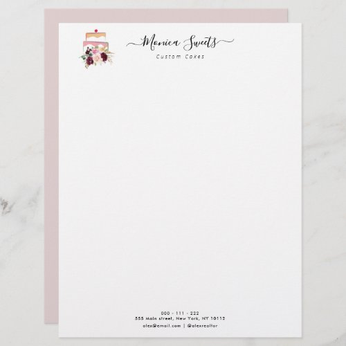 floral logo bakery business letterhead