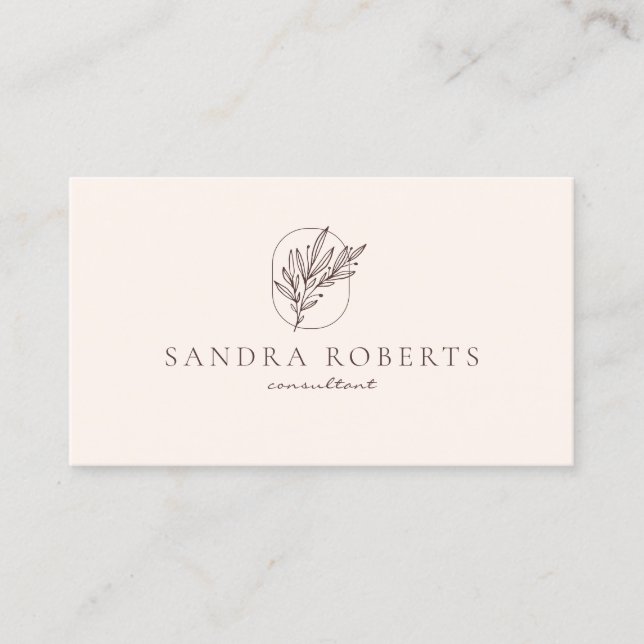 Floral logo, consultant  off-white Business Card (Front)