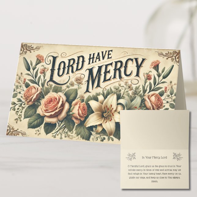 FLORAL LORD HAVE MERCY PRAYER HOLY CARD (Creator Uploaded)