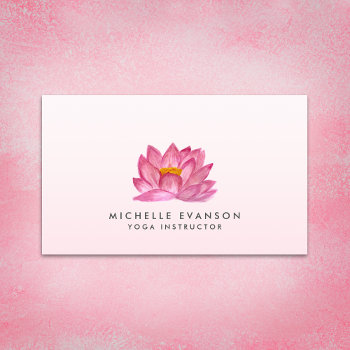 Floral Lotus Elegant Yoga Instructor Blush Pink Business Card by whimsydesigns at Zazzle