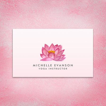 Floral Lotus Elegant Yoga Instructor Blush Pink Business Card