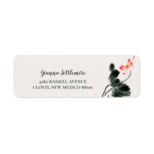 Floral Lotus Watercolor Freehand Drawing  Label