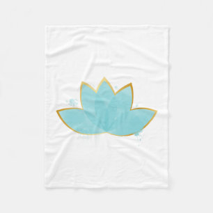Floral Lotus Watercolor Seafoam Blue & Faux Gold Fleece Blanket
