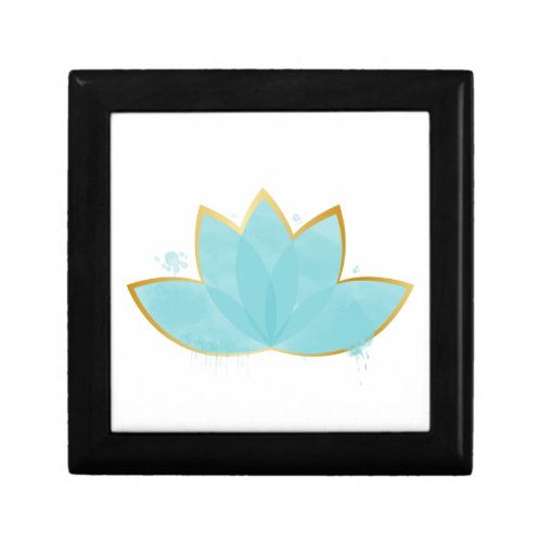 Floral Lotus Watercolor Seafoam Blue  Faux Gold Gift Box