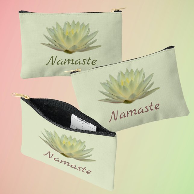 Floral Lotus Waterlily Yellow Green Personalized Accessory Pouch (Creator Uploaded)