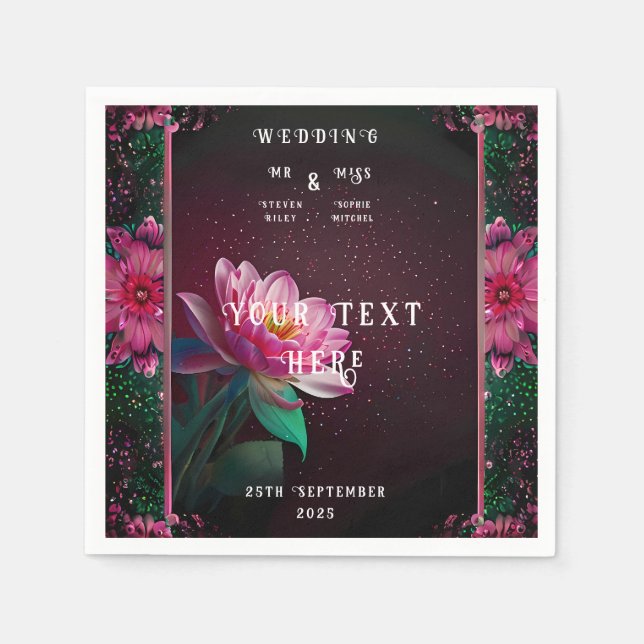Floral Lotus Wedding Suite | Starry Night Romance Napkins (Front)