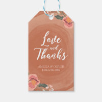 Floral Love and Thanks Wood Rustic Wedding Gift Tags
