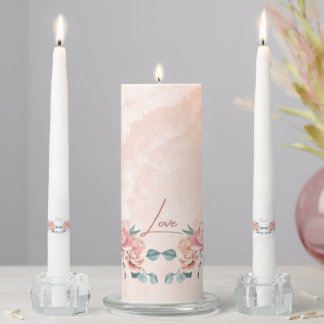 Floral love candle set with personalised names