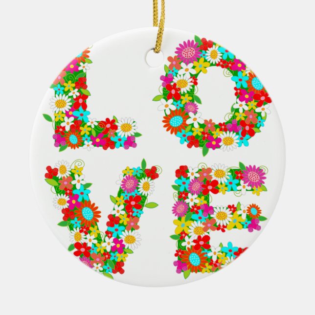 floral love ceramic ornament (Front)