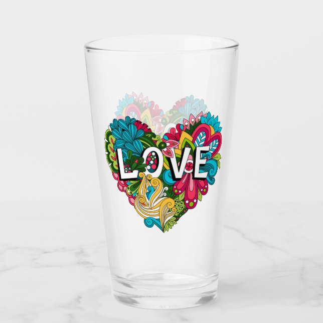 Floral Love Heart Glass (Front)