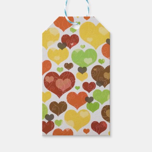 Floral Love Hearts Pattern Pink Gift Tags