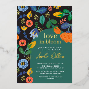 Floral love In Bloom Bridal Shower Foil Invitation