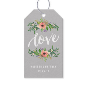 Floral Love in Gray | Wedding Gift Tags