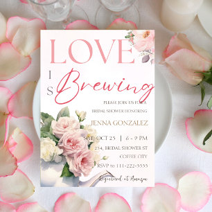 Floral Love is Brewing Blush Tea Bridal Shower Invitation