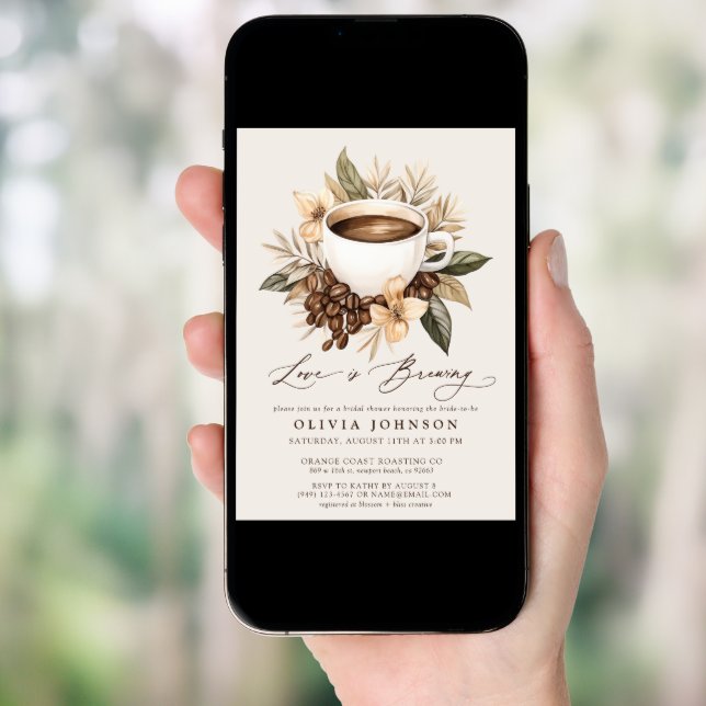 Floral Love is Brewing Bridal Shower Invitation (Front Digital)