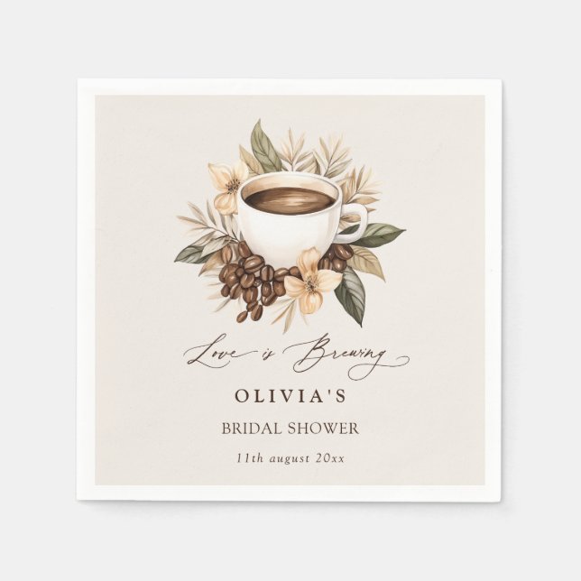 Floral Love is Brewing Bridal Shower Napkins (Front)