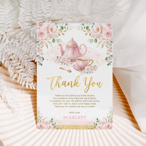 Floral Love is Brewing Bridal Shower Tea Party Thank You Card