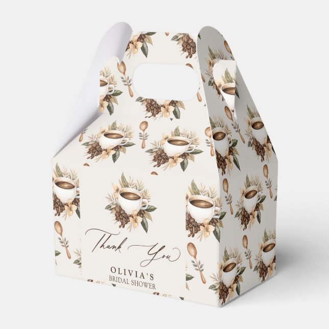 Floral Love is Brewing Bridal Shower Thank You Favor Boxes (Front Side)
