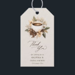 Floral Love is Brewing Bridal Shower Thank You Gift Tags<br><div class="desc">Infuse your bridal shower with a sense of effortless sophistication with these exquisitely designed thank you tags, featuring an elegant coffee cup surrounded by lush coffee beans and delicate vanilla florals. A timeless way to express gratitude, these tags bring warmth, charm, and refinement to your event favors, whether attached to...</div>