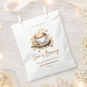 Floral Love is Brewing Brown Coffee Bridal Shower Favor Bag