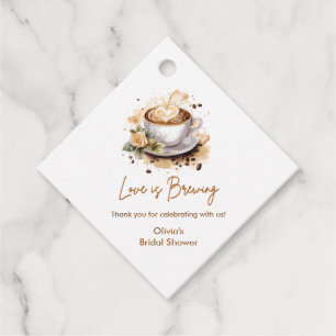 Floral Love is Brewing Brown Coffee Bridal Shower Favor Tags