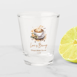 Floral Love is Brewing Brown Coffee Bridal Shower Shot Glass