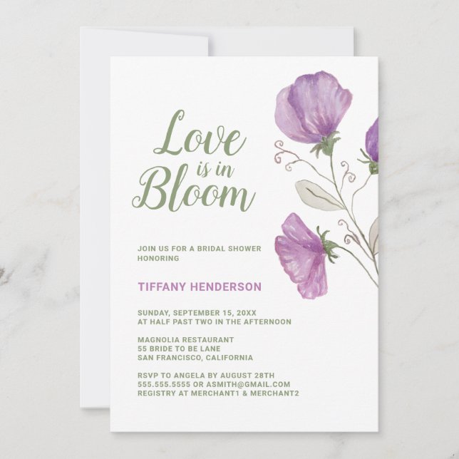 Floral Love is in Bloom Bridal Shower Invitation (Front)
