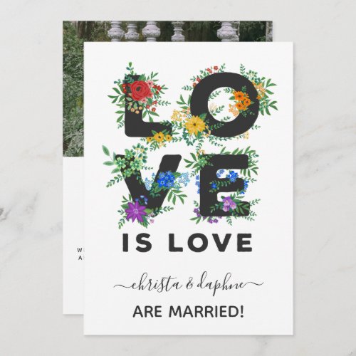Floral Love is Love LGBT Elopement Announcement