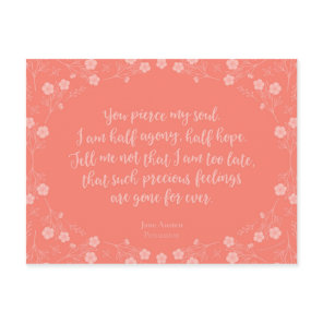 Floral Love Letter Quote Persuasion Jane Austen Postcard