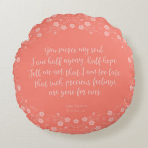 Floral Love Letter Quote Persuasion Jane Austen Round Pillow