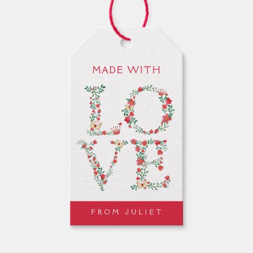 Floral LOVE Letters  Made with Love Gift Tags