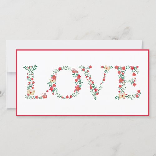 Floral LOVE Letters Valentines Holiday Card