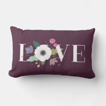 Floral Love Lumbar Pillow - Plum by AmberBarkley at Zazzle