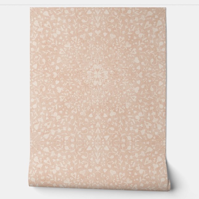 Floral love mandala clay pink wallpaper  (Unrolling)