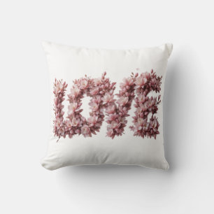Floral 'LOVE' Pillow Pink Cherry Blossom