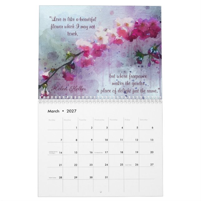 Floral Love Quotes 2023 Calendar (Mar 2027)