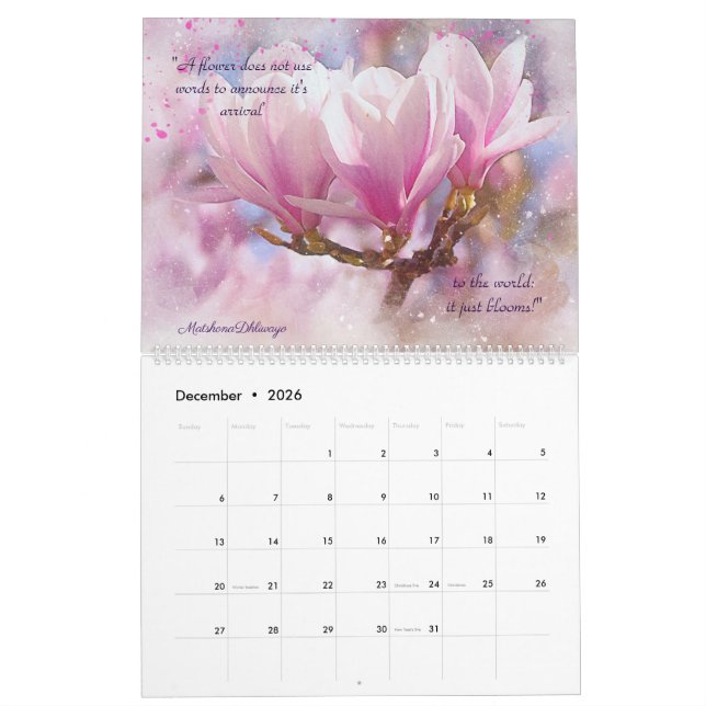 Floral Love Quotes 2023 Calendar (Dec 2026)