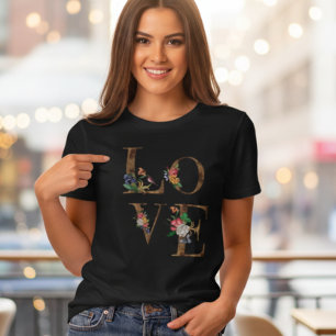 Floral LOVE Rustic Word Women's T-Shirt Tri-Blend Shirt