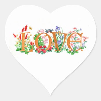Floral "love" Sticker by cciart at Zazzle
