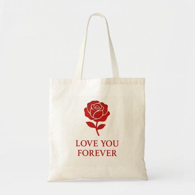 Floral Love Symbol Forever Valentine Romantic Tote Bag (Front)