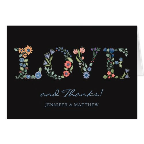 Floral LOVE Thank You Note Black