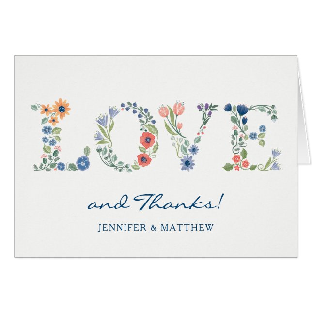 Floral LOVE Thank You Note Cards (Front Horizontal)