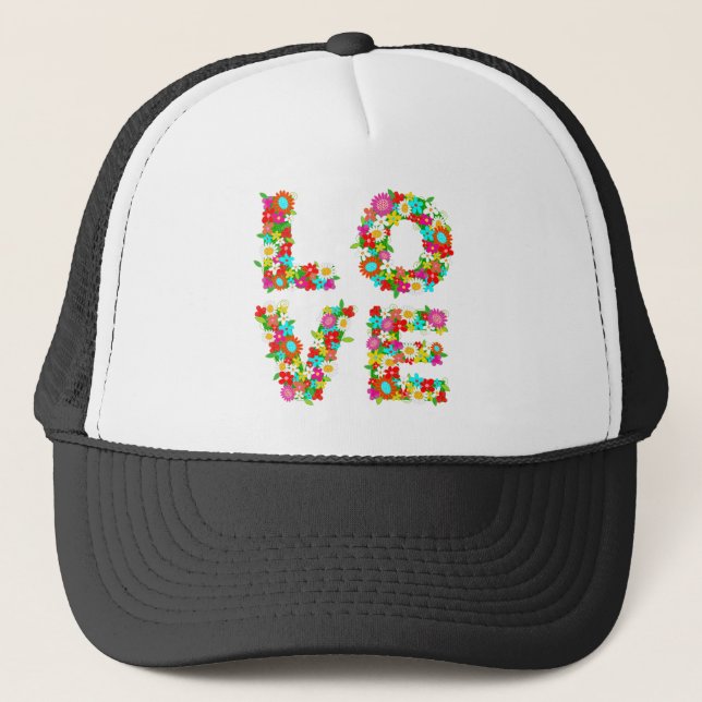 floral love trucker hat (Front)