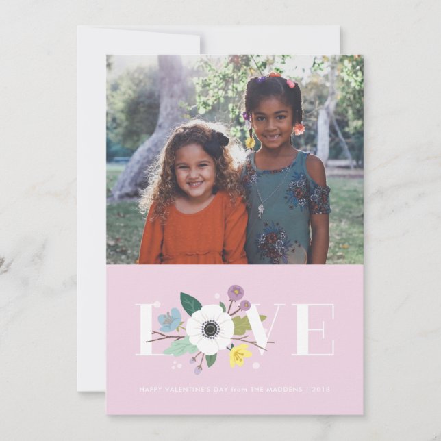 Floral Love Valentine's Day Card - Mauve (Front)